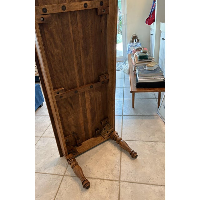 Vintage Solid Wood Xtra Long Coffee Table / Low Bench With Turned Legs in the Manner of Ralph Lauren For Sale - Image 10 of 18