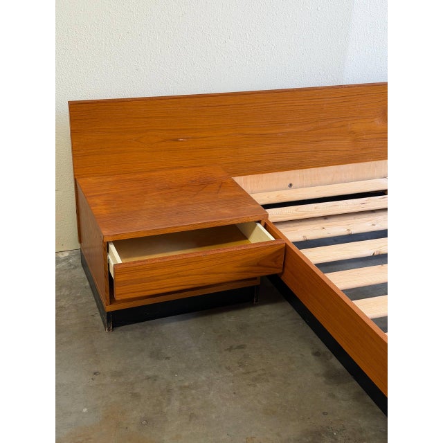 Brown Vintage Westnofa Norwegian Teak Queen Platform Bed With Nightstands For Sale - Image 8 of 10