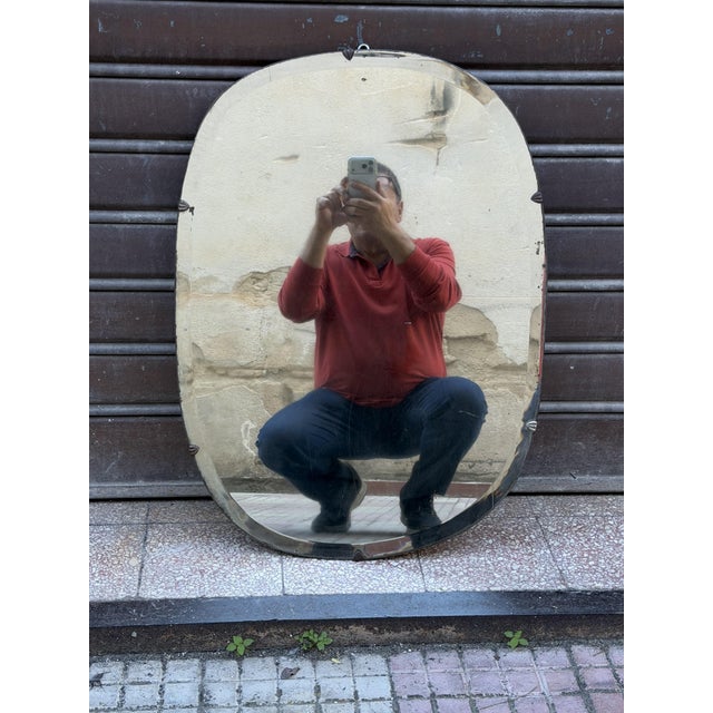Vintage Wall Mirror with Metal Inserts, Italy, 1940s For Sale - Image 4 of 17