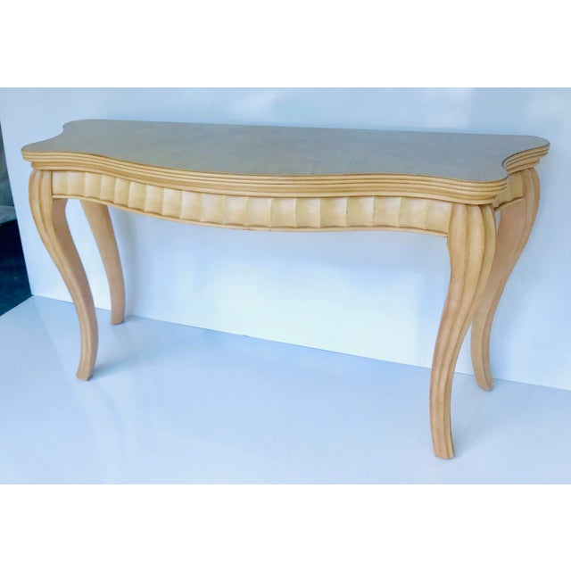 French Vintage French Tan Console Table For Sale - Image 3 of 8