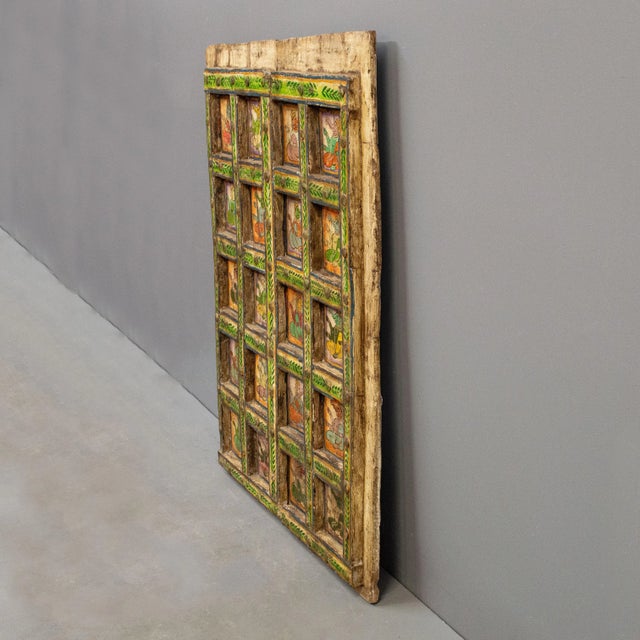 Early 1900s Antique Rajasthani Doors With Folk Art Paintings of Ganesh For Sale - Image 4 of 12