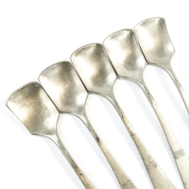 Art Deco Brass Ice Cream Spoons, 1950s, Set of 5, in Good conditions. Designed 1950 to 1959