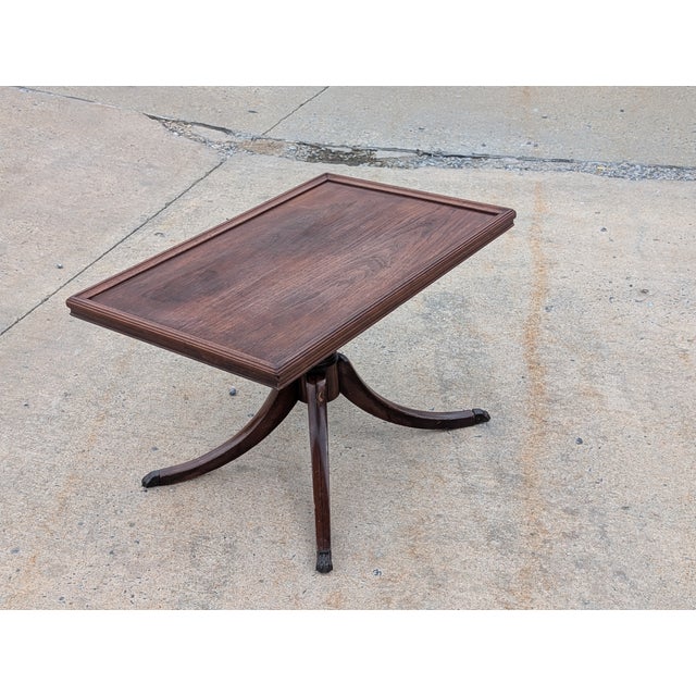 Imperial Furniture, Grand Rapids Mid 20th Century Georgian Mahogany Rectangular Pedestal Cocktail Table With Raised Edge For Sale - Image 4 of 11
