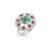 Solid 14k Gold Ruby Emerald and Pave Set Diamond Bohemian Chic Flower Ring Size 11 For Sale - Image 4 of 7