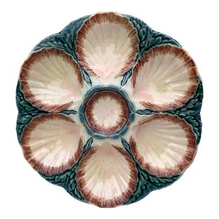 Majolica Oyster Plate Sarreguemines, Circa 1870 For Sale
