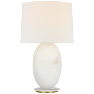 Barbara Barry by Visual Comfort Signature Folly 27" Rotatable Cordless Table Lamp in Alabaster with Linen Shade