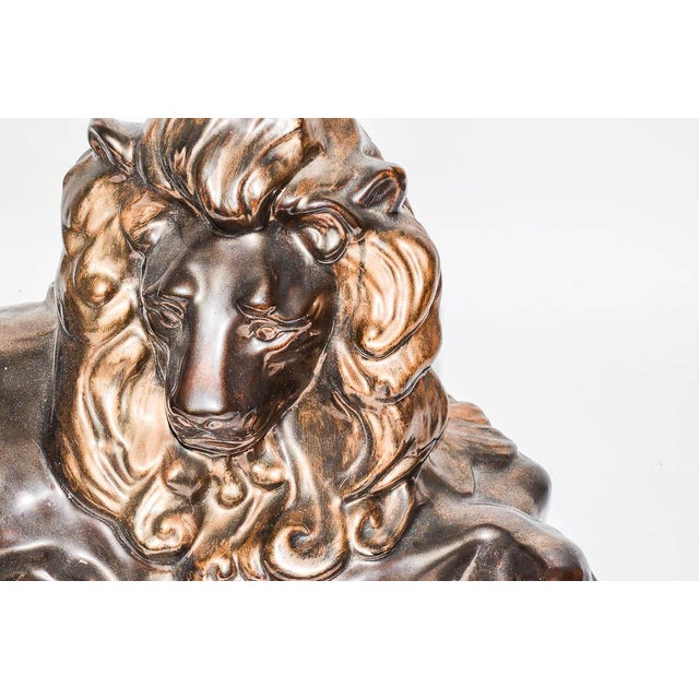 Mid Century Modern Hollywood Regency Gilded Plaster Lion Statue Chairish