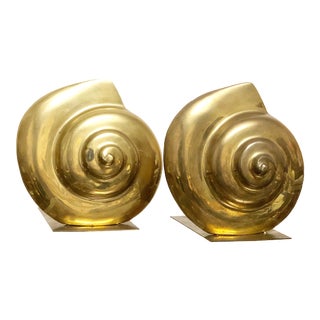 Vintage Brass Shell Bookends - a Pair For Sale