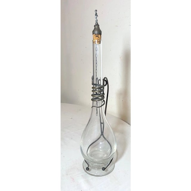 Silver Antique 1800s Handmade Bronze Hand Blown Glass Wine Claret Decanter Egypt Snake For Sale - Image 8 of 12