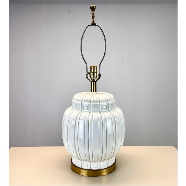 1960s Mid Century Modern Ginger Jar Form Ceramic Table Lamp For Sale - Image 5 of 11