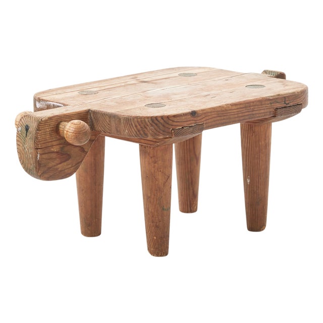 Prototype Stool in Pine Wood from Erik Höglund, Sweden, 1950s For Sale