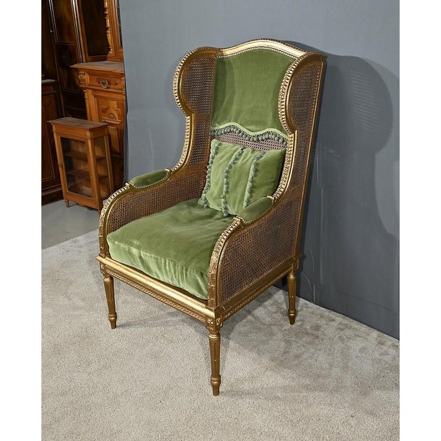 Louis XVI Cane-Eared Shepherdess in Gilded Wood, 1900s For Sale - Image 3 of 18