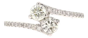 0.69 Carat Two Stone Diamond Ring 14 Karat White Gold, Size 7