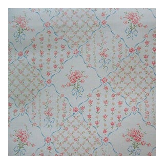 Vintage 1980s Floral Diamond Motif Wallpaper For Sale