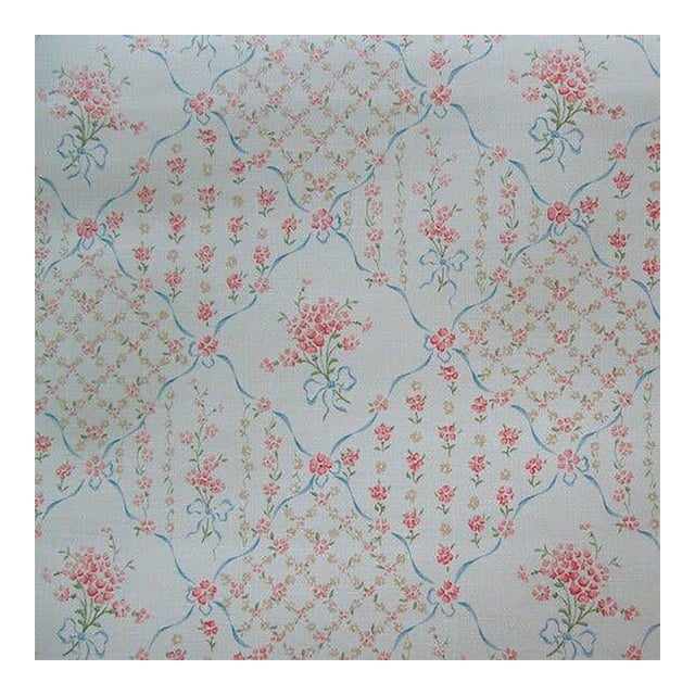 Vintage 1980s Floral Diamond Motif Wallpaper For Sale