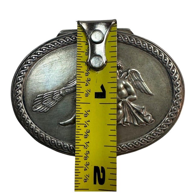 Metal 1920s Art Deco Silver Box With Cherub and Peacock in Relief For Sale - Image 7 of 8