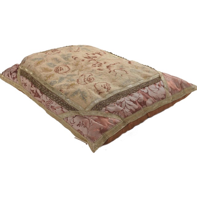 78621 Antique French Aubusson Pillow, 02'00 x 01'05. Emulating French Romanticism with incredible detail and texture, this...