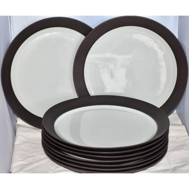 Mid-Century Modern 1960s Jens Quistgaard Dansk Flamestone Smooth Brown Dinner Plates- Set of 9 For Sale - Image 3 of 13