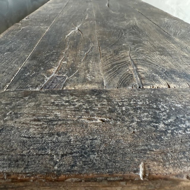 Brown Vintage Elm Wood Console Table With Drawers For Sale - Image 8 of 13