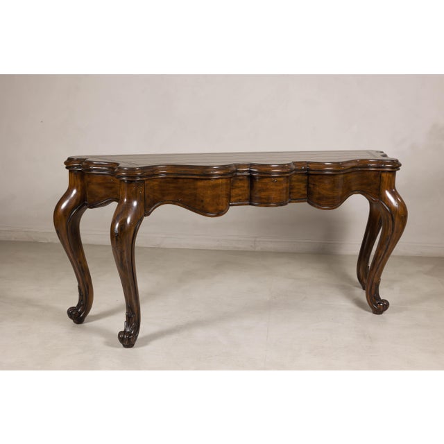 Late 20th Century Marge Carson Walnut Serpentine Console Table with Cabriole Legs For Sale - Image 17 of 18
