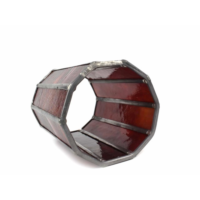 Late 20th Century Late 20th Century Handmade Stained Red Glass Candle Holder Hurricane Shade Cover For Sale - Image 5 of 8