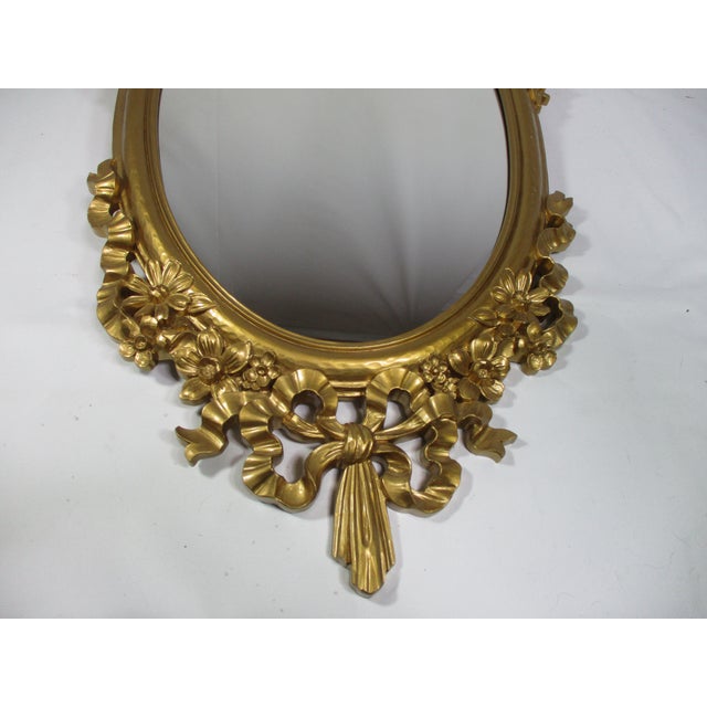 Glass Vintage Syroco Hollywood Regency Rococo Gold Mirror For Sale - Image 7 of 11