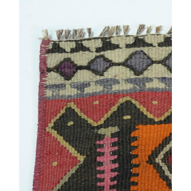 Textile 1970s Vintage Turkish Handmade Wool Cotton Red Runner Rug For Sale - Image 7 of 11