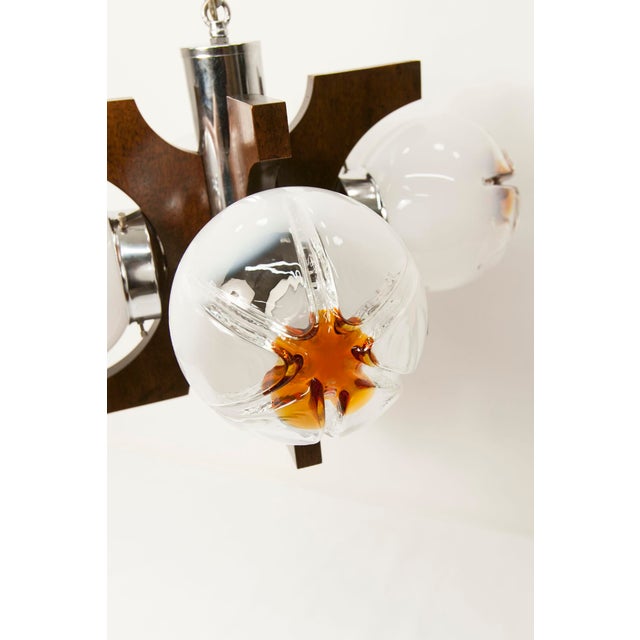 Murano Glass and Teak Chandelier from Mazzega, 1960s For Sale - Image 14 of 18