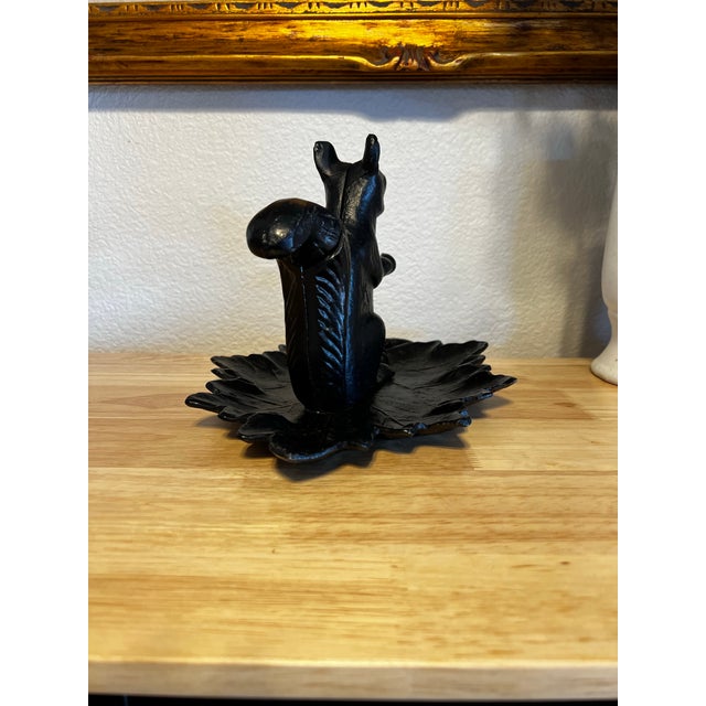 Mid 20th Century Vintage Cast Aluminum Squirrel Nutcracker With Leaf Tray | Rustic Woodland Serving Piece For Sale - Image 5 of 7