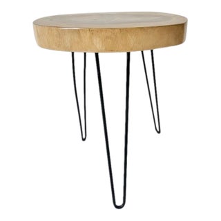 Live Edge Side Table on Hairpin Legs For Sale