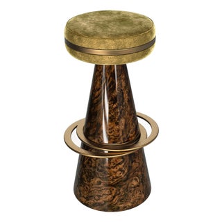 "Coraggioso" Barstool With Patina Bronze, Handmade For Sale