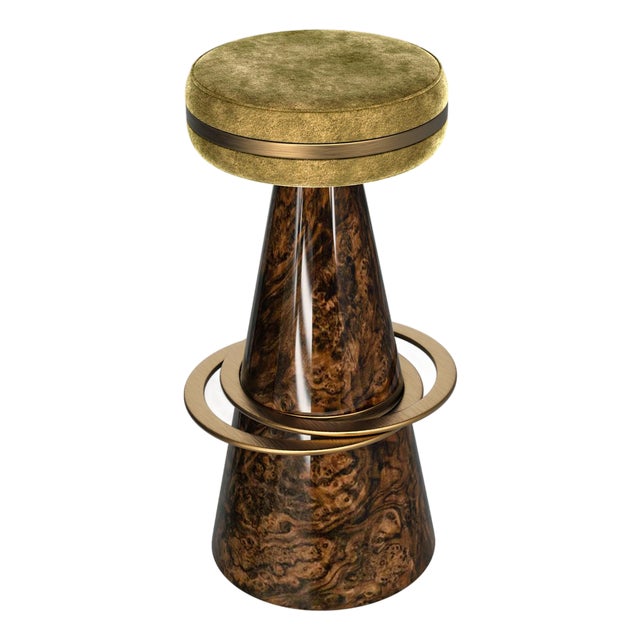 "Coraggioso" Barstool With Patina Bronze, Handmade For Sale