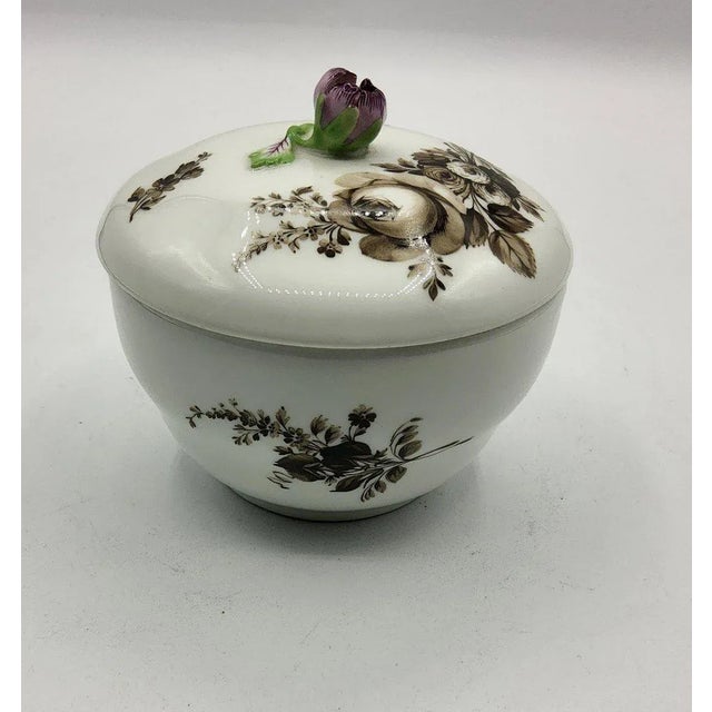 Sugar Bowl in Painted in Black with Roses by Meissen Marcolini For Sale - Image 4 of 13