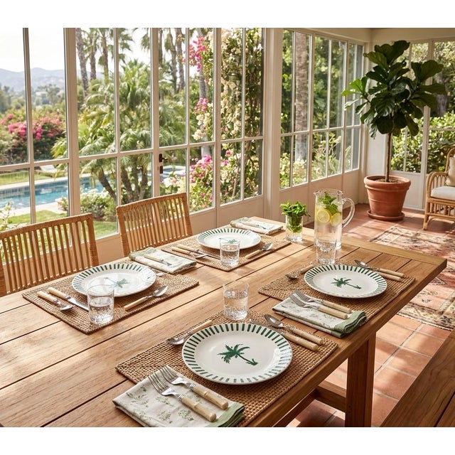 Anthropologie X Fern & Co. "Tarlenare" Palm Tree Salad Plates - Set of 4 For Sale - Image 11 of 11