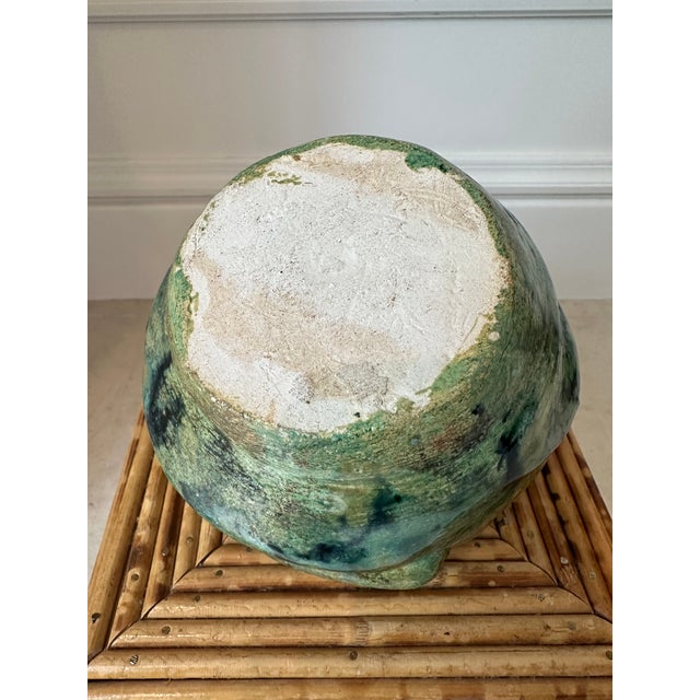 Vintage Handmade Green Chunky Brutalist Vase /Vessel For Sale - Image 11 of 12
