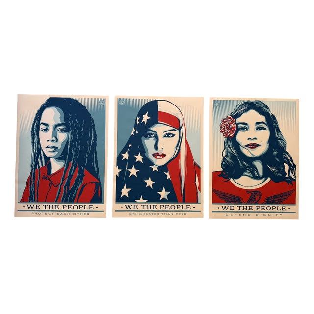 We the People Defend Dignity, Protect Each Other, Are Greater Than Fear Posters from Shepard Fairey, 2017, Set of 3 For Sale