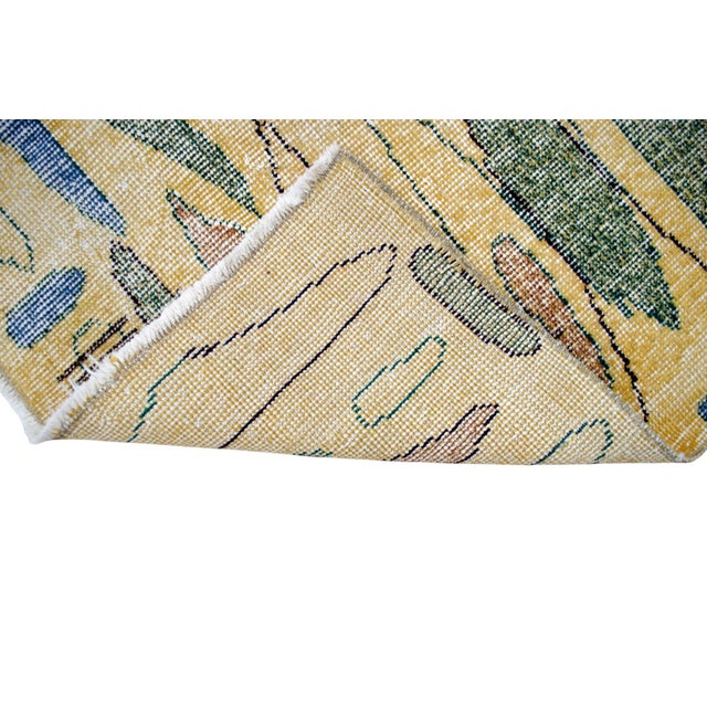 1970s Vintage Zeki Müren Rug With a Modern Design - Hand Knotted Turkish Art Deco Rug 3′8″ × 6′14″ For Sale - Image 11 of 12