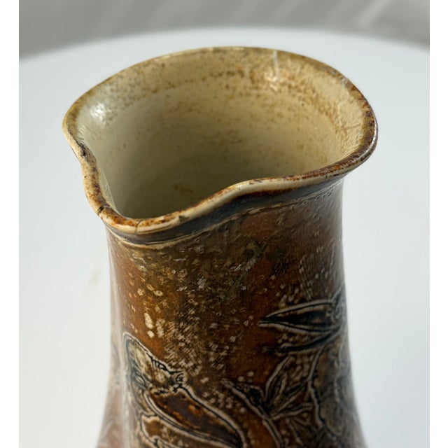 Ceramic Rare 1893 Martin Brothers London & Southall Pottery Pitcher Wally Birds For Sale - Image 7 of 17