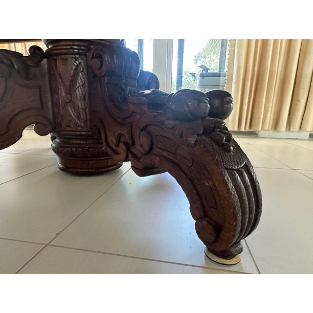 Mid 19th Century Circa 1860 French Louis XIII Hunting Style Carved Oak Extension Dining Table For Sale - Image 5 of 15