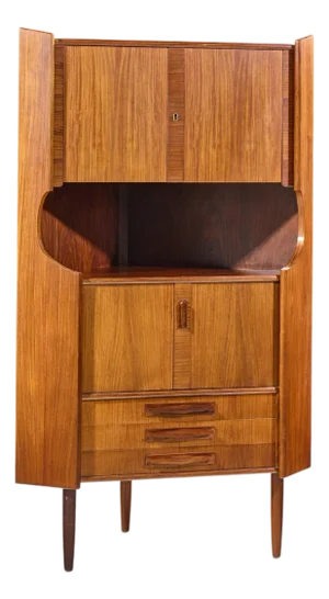 Omann Jun Style Mid Century Danish Rosewood Corner Cabinet