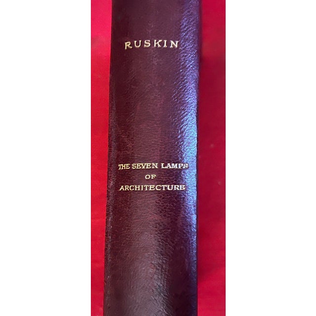 Late 19th Century Fine Leather Bindings - John Ruskin "The Seven Lamps of Architecture" 1899 For Sale - Image 5 of 11