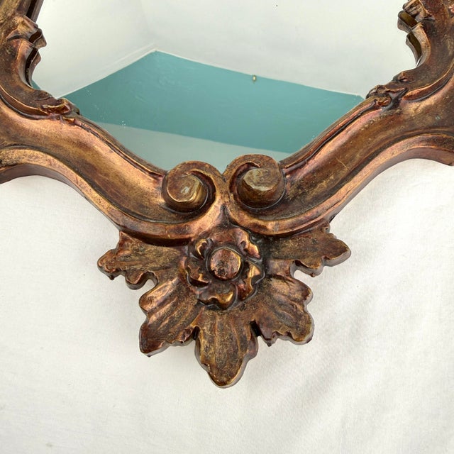 Bronze Midcentury Italian Rococo Style Mirror 25.75” X 11.25” For Sale - Image 8 of 12