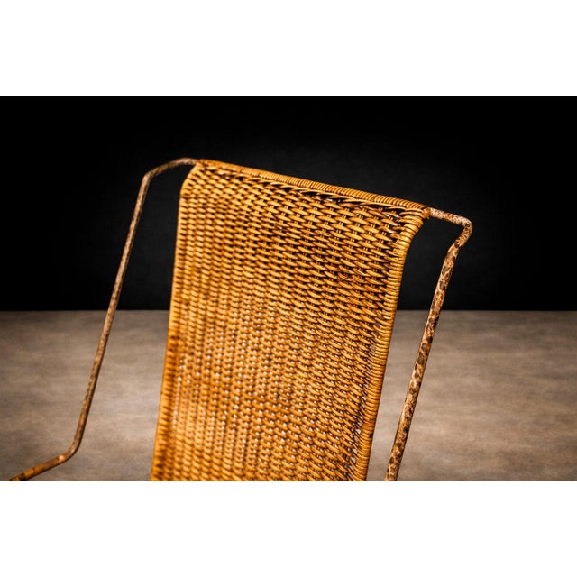 Brown Set of Two Armchairs With Stools in Cane & Iron, Carlo Hauner, 1950s For Sale - Image 8 of 16