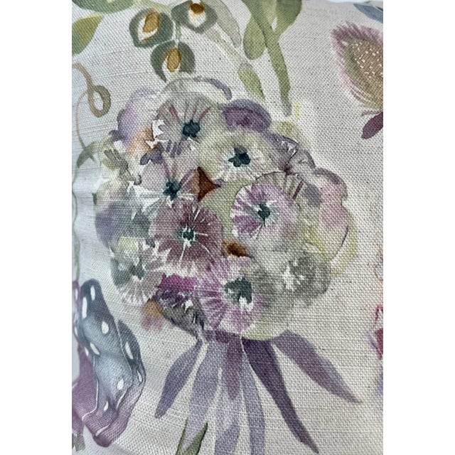 20" Square Decorative Throw Pillow Embellished With a Watercolor Look Pink and Purple Floral Pattern - Made in the U K For Sale In Dallas - Image 6 of 11