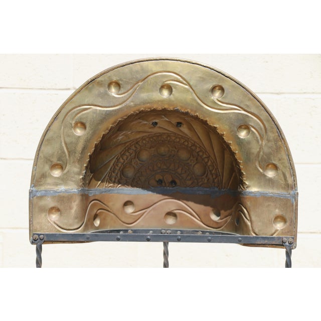 19th Century Dutch Brass & Wrought Iron Curfew Fireplace Hood | Antique Hearth Canopy | Hand-Forged Fire Screen For Sale - Image 13 of 18