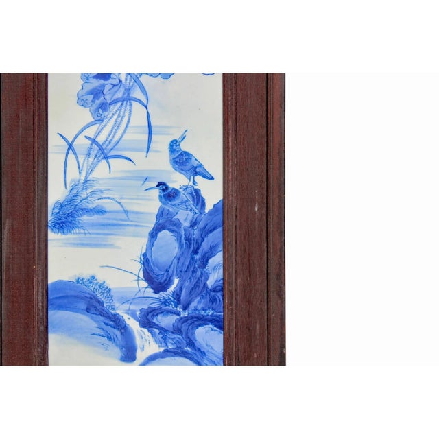 Chinese Blue White Porcelain Flower Birds Scenery Wall Panel Set For Sale - Image 10 of 11