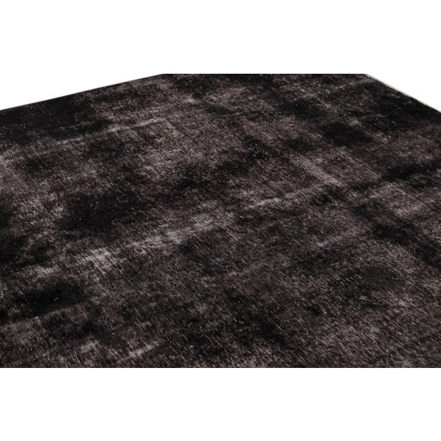 Vintage Distressed Turkish Handmade Gray-Charcoal Geometric Wool Rug For Sale - Image 9 of 10