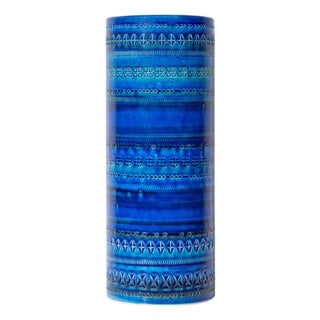 Rimini Blue Crate & Barrel Ceramic Vase Designed by Bitossi For Sale