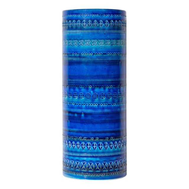 Rimini Blue Crate & Barrel Ceramic Vase Designed by Bitossi For Sale