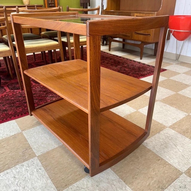Meredew, Bar Cart, Afromosia, Glass, England, 1970s For Sale - Image 6 of 8